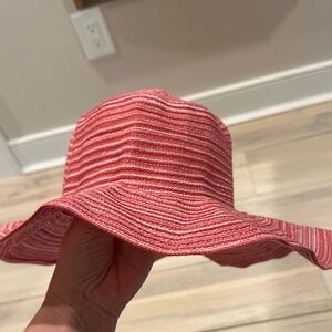 Chic Coral Striped Sun Hat